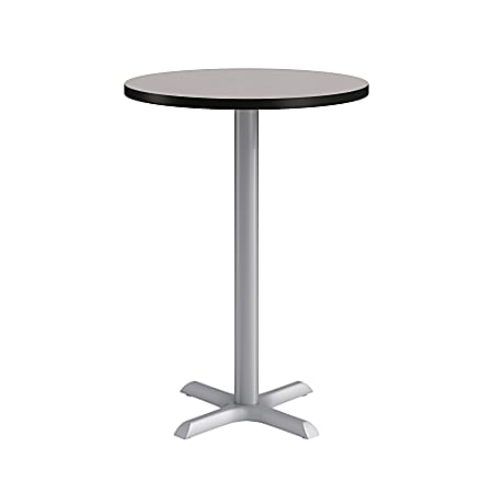 KFI Studios Proof Round Conference Table with Pedestal X Base, 41"H x 30”W x 30”D, Gray Nebula/Silver