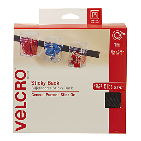 VELCRO Brand Sticky Back Black 18" x 3/4" Tape 