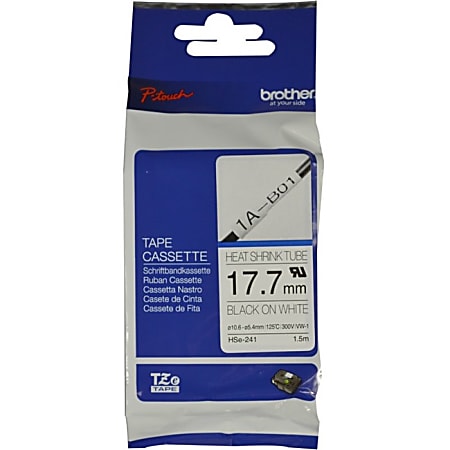 Brother® Wire & Cable Thermal Transfer Label HSe Tube Cassette, TG5634, Rectangle, 0.69" x 4.9', Black On White