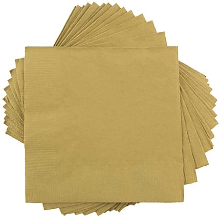 JAM PAPER Small Beverage Napkins - 5 x 5 - Gold - 40/Pack 