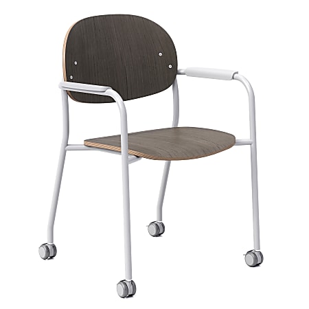 KFI Studios Tioga Guest Chair With Arms And Casters, Dark Chestnut/Silver