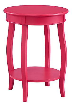 Powell Nora Round Side Table With Shelf, 24" x 18", Bubblegum