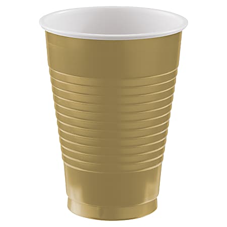 Amscan 436811 Plastic Cups, 12 Oz, Gold, 50 Cups Per Pack, Case Of 3 Packs