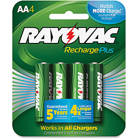 Rayovac Recharge Plus NiMH AA Batteries, Pack Of 4
