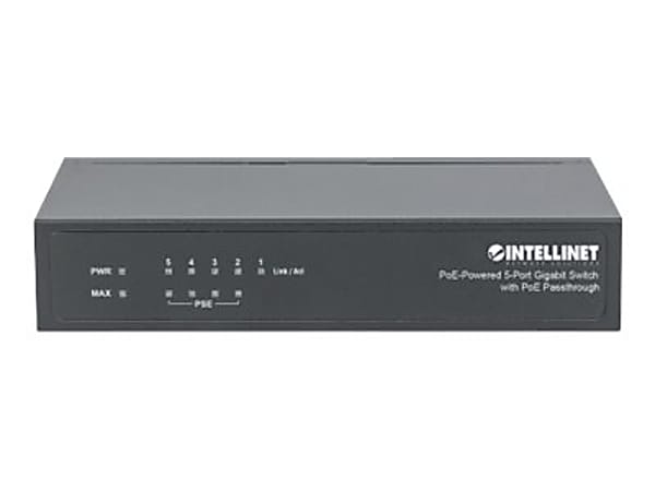 Intellinet Network Solutions PoE-Powered 5-Port (4x PSE PoE Ports, 1x PD PoE Port) Gigabit Switch with PoE Passthrough