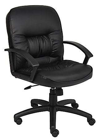 Boss Office Products Ergonomic Vinyl Mid-Back Chair, Black
