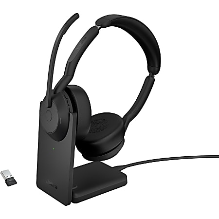 Jabra Evolve2 55 Headset - Stereo - Wireless - Bluetooth - 98.4 ft - 20 Hz - 20 kHz - On-ear - Binaural - Supra-aural - MEMS Technology, Noise Cancelling Microphone - Noise Canceling