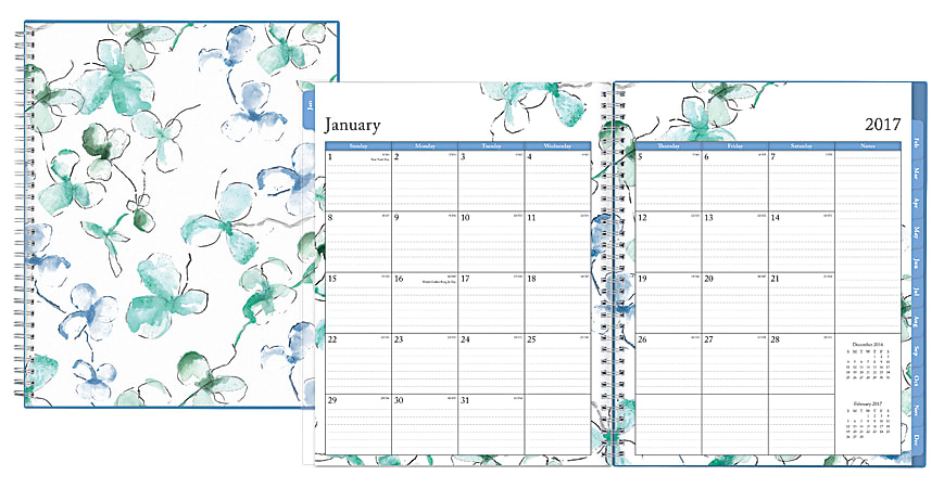 Blue Sky™ Wire-O Weekly/Monthly Planner, 8 1/2" x 11", 50% Recycled, Lindley, January–December 2017