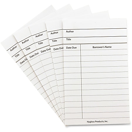 Hygloss White Library Cards - 3" x 5" Sheet Size - White Sheet(s) - Card Stock - 50 / Pack