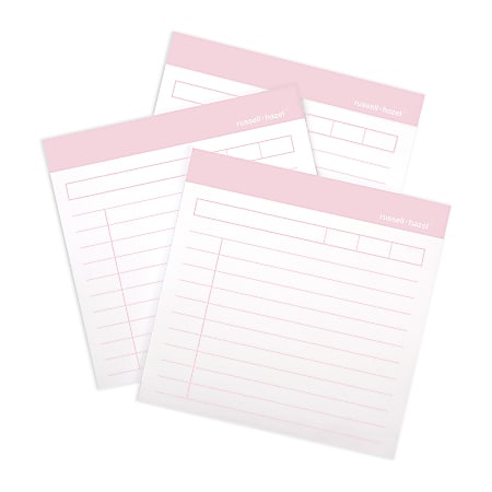Russell & Hazel Memo Sticky Notes, 4” x 4”, Blush, 50 Sheets Per Pad, Set Of 3 Pads