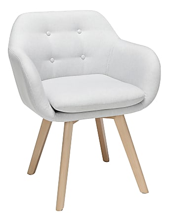 OFM 161 Collection Mid Century Modern Tufted Accent Chairs With Arms, Light Gray/Beechwood, Set Of 2