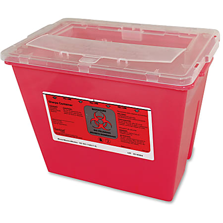 Impact 2-gallon Sharps Container - 2 gal Capacity - Rectangular - Puncture Resistant, Handle - 9.2" Height x 7.9" Width - Red, Translucent - 30 / Carton