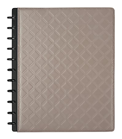 TUL® Discbound Notebook With Debossed Leather Cover, Letter Size, Narrow Ruled, 60 Sheets, Gray