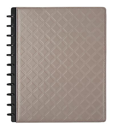 TUL® Discbound Notebook With Debossed Leather Cover, Letter Size, Narrow Ruled, 60 Sheets, Gray