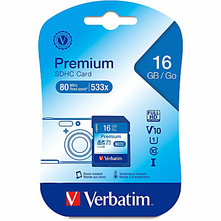 Verbatim® Class 10 Secure Digital High Capacity (SDHC™) Memory Card, 16GB