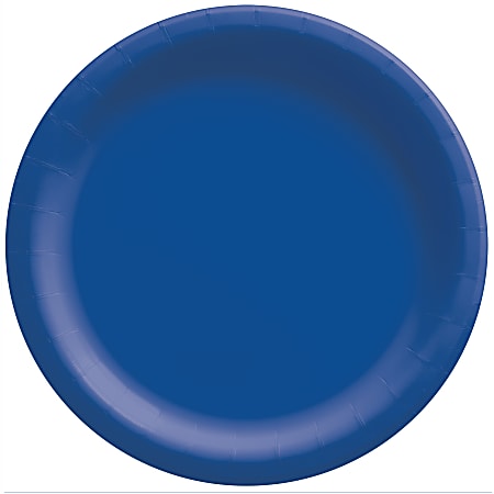 Amscan Round Paper Plates, Bright Royal Blue, 6-3/4”, 50 Plates Per Pack, Case Of 4 Packs