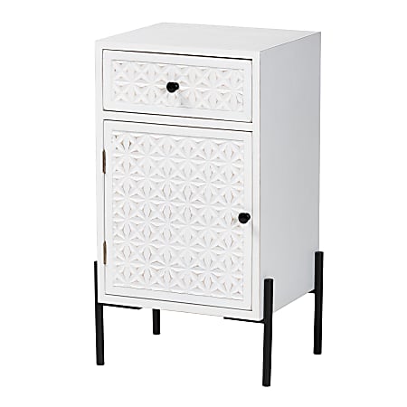Baxton Studio Nefeli 18"W Mid-Century Transitional 1-Drawer Storage Cabinet, White/Black