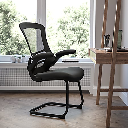 Flash Furniture Mid-Back Mesh Side Reception Chair, Black/Black