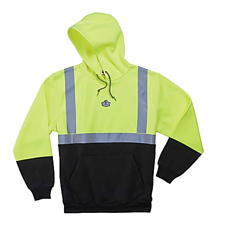 Ergodyne GloWear 8293 Type R Class 2 Hooded Sweatshirt, X-Large, Lime