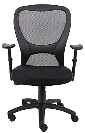 Boss Office Products Budget Mesh Task Chair, With Padded Arms, Black