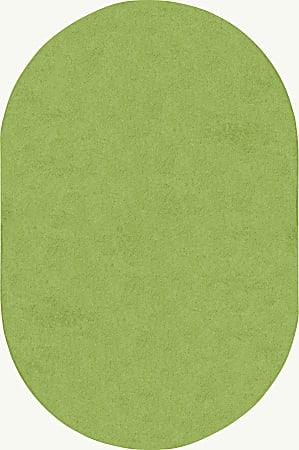 Joy Carpets® Kids' Essentials Oval Area Rug, Just Kidding™, 7-1/2' x 12', Lime Green