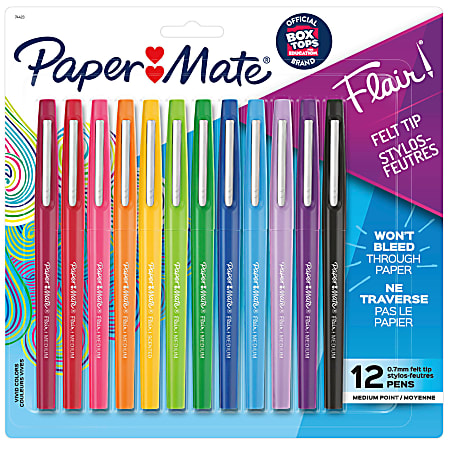 Paper Mate 8330152 Flair Porous Point Pen, Black - 12 pack