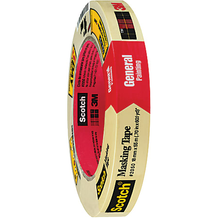 3M™ 2050 Masking Tape, 3" Core, 0.75" x 180', Natural, Pack Of 12