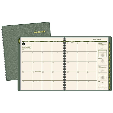 AT-A-GLANCE® 13-Month Monthly Planner, 8 7/8" x 11", 100% Recycled, Green, January 2017 to January 2018