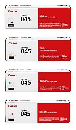 Canon® 045 Black And Cyan, Magenta, Yellow Toner Cartridges Combo, Pack Of 4, 1242C001,1241C001,1240C001,1239C001