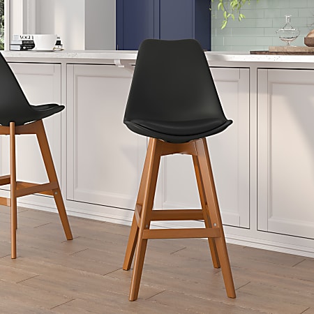 Flash Furniture Dana Commercial-Grade Modern Counter Stools, Black/Natural, Set Of 2 Stools