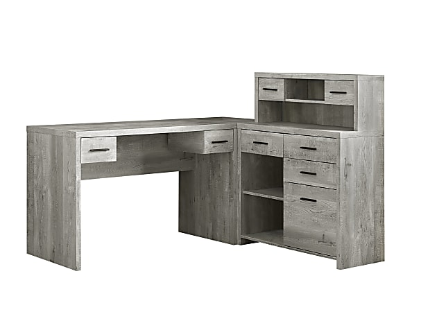Monarch Specialties 63 W L Shaped Corner Desk With Hutch Gray