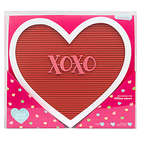 American Crafts Damask Love Valentine's Day Heart Letterboard, 12-3/4"H x 14"W x 1-3/4"D, Red