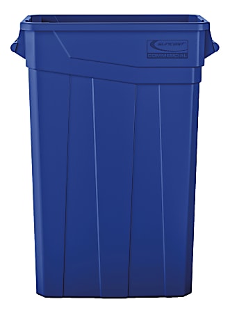Suncast Commercial Narrow Rectangular Resin Trash Can With Handles 23  Gallons 30 H x 11 W x 22 D Blue Recycle - Office Depot