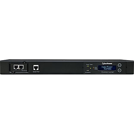 CyberPower PDU20SWT10ATNET 100 - 120 VAC 20A Switched ATS PDU - 10 Outlets, 10 ft, 2 x NEMA L5-20P, Horizontal, 1U, LCD, 3YR Warranty