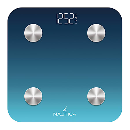 Nautica 396-lb. Capacity Smart Digital Bathroom Scale with Bluetooth, LED Display & Body Tracker App, Navy Blue, UCCSC01-12