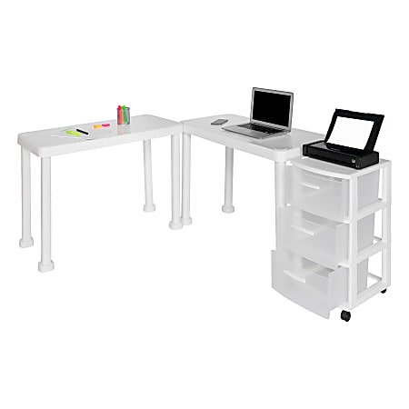 Rolling store corner desk