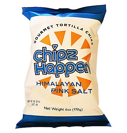 Chipz Happen Tortilla Chips, Himalayan Pink Salt, 6 Oz, Pack Of 12