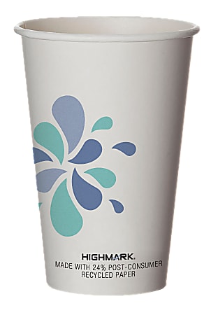 Highmark® Hot Coffee Cups, 16 Oz, White, Pack Of 50