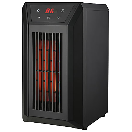 Comfort Glow® QDE1250 1,500-Watt-Max Tabletop Infrared Quartz Heater With Thermostat And Remote, 13-5/16”H x 7-1/8”W x 10-1/4”D, Black