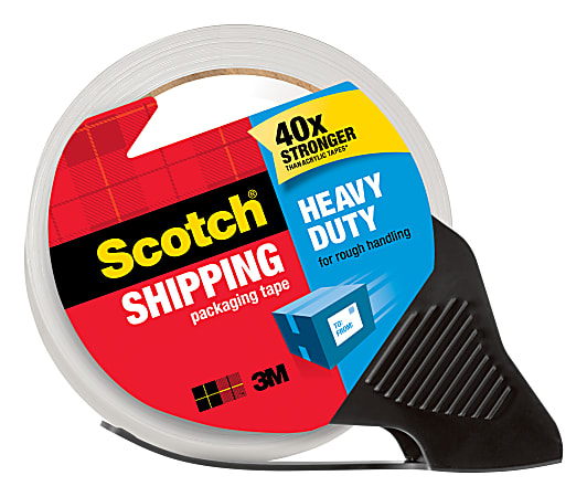 Scotch® Heavy Duty Shipping Packing Tape With Dispenser, 1 7/8" x 38 3/16" Yards, 3.1 mils, Black