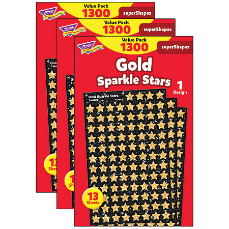 TREND Gold Sparkle Stars superShapes Value Pack, 1300 Per Pack, 3 Packs