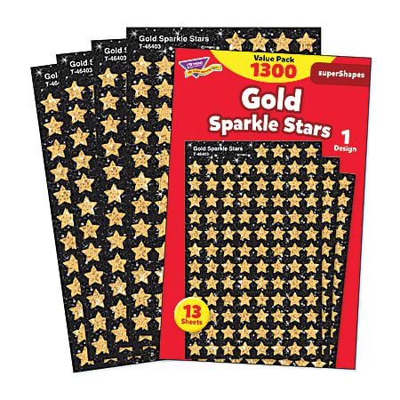 Trend Gold Sparkle Stars Supershapes Stickers Sparkle Stars Self-adhesive 