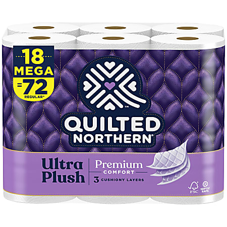 Ultra Plush Bathroom Tissue, Mega Roll, Septic Safe, 3-Ply, White, 255 Sheets/Roll, 18 Rolls/Carton Ultra Plush Bathroom Tissue, Mega Roll, Septic Safe, 3-Ply, White, 255 Sheets/Roll, 18 Rolls/Carton