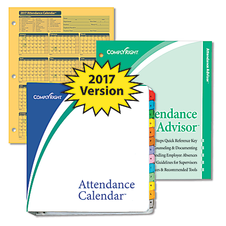 ComplyRight 2017 Attendance Calendar Kit, 8 1/2" x 11", Yellow, Pack Of 100