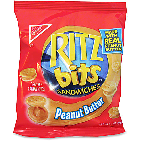 Mondelez Miniature Peant Butter Cracker Sandwiches - Peanut Butter - Packet - 1.50 oz - 60 / Carton