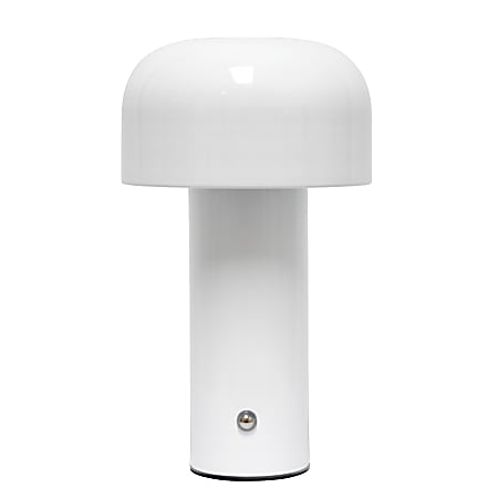 Simple Designs Mushroom Magic Mini Dome Dimming Rechargeable LED Touch Lamp, 8-5/16"H, White