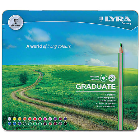 Dixon® Lyra Graduate Colored Pencils, 3.8 mm, Assorted Colors, Metal Box Of 24 Pencils