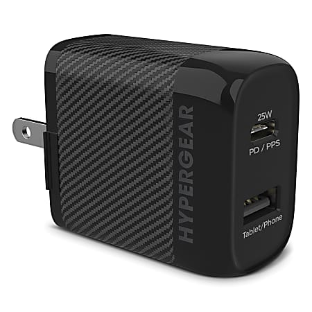 HyperGear SpeedBoost PD Dual-Output USB Wall Charger For iPhone And Android, Black, HPL15625