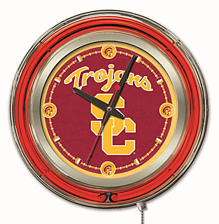 Holland Bar Stool Logo Clock, 15"H x 15"W x 3"D, USC Trojans