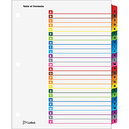 Cardinal® OneStep A-Z Index System, Multicolor
